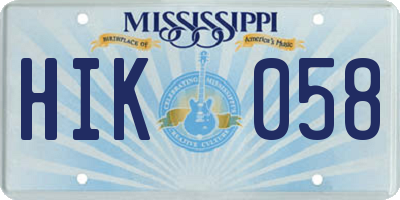 MS license plate HIK058