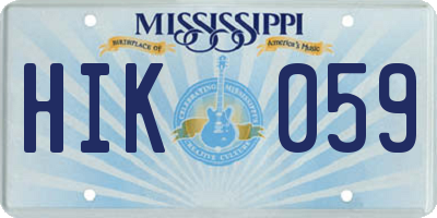 MS license plate HIK059