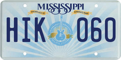 MS license plate HIK060