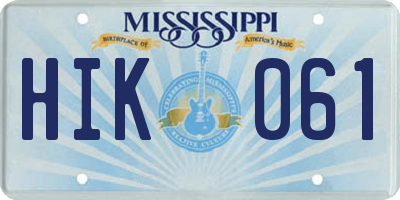 MS license plate HIK061