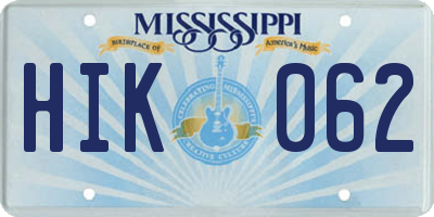 MS license plate HIK062
