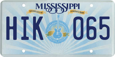 MS license plate HIK065