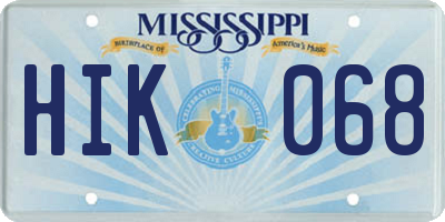 MS license plate HIK068