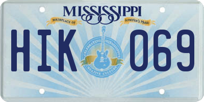 MS license plate HIK069