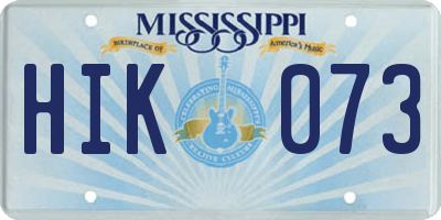 MS license plate HIK073