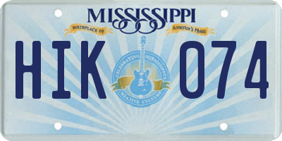 MS license plate HIK074