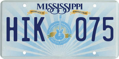 MS license plate HIK075