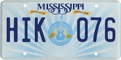 MS license plate HIK076