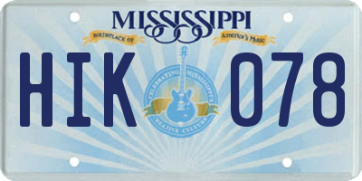 MS license plate HIK078