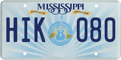 MS license plate HIK080