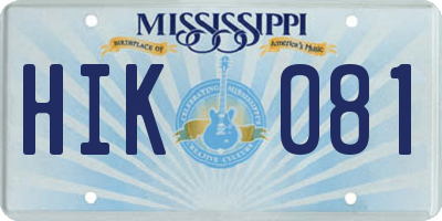 MS license plate HIK081
