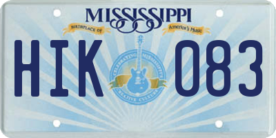 MS license plate HIK083