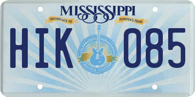 MS license plate HIK085