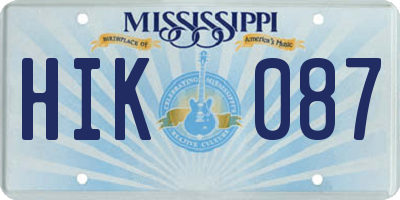 MS license plate HIK087