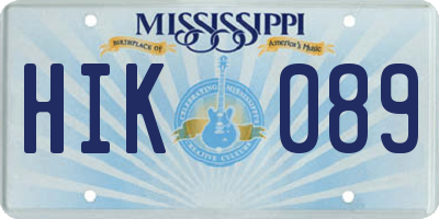 MS license plate HIK089