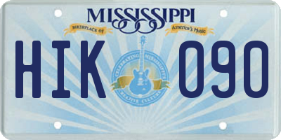 MS license plate HIK090