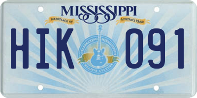 MS license plate HIK091