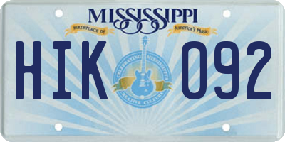 MS license plate HIK092