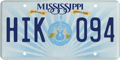 MS license plate HIK094