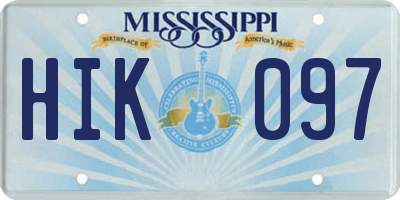 MS license plate HIK097