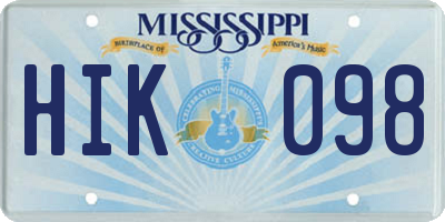 MS license plate HIK098