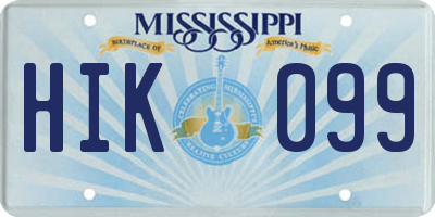 MS license plate HIK099