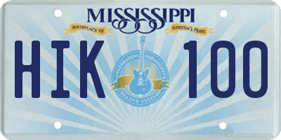 MS license plate HIK100