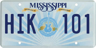 MS license plate HIK101