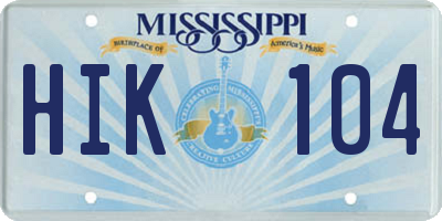 MS license plate HIK104
