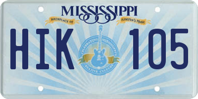 MS license plate HIK105