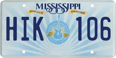 MS license plate HIK106