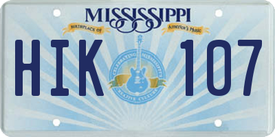 MS license plate HIK107