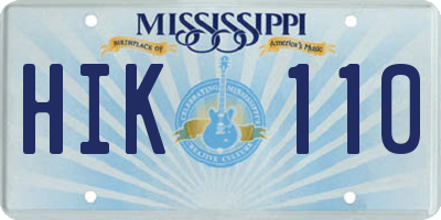 MS license plate HIK110