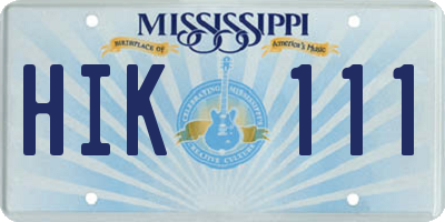 MS license plate HIK111