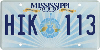 MS license plate HIK113
