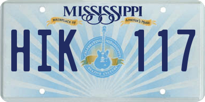 MS license plate HIK117