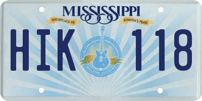 MS license plate HIK118