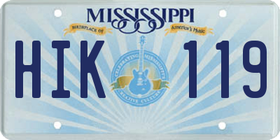 MS license plate HIK119