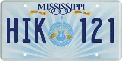 MS license plate HIK121