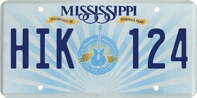 MS license plate HIK124