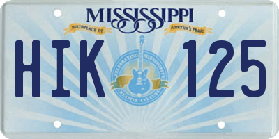 MS license plate HIK125