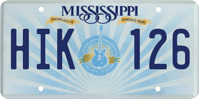 MS license plate HIK126