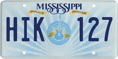 MS license plate HIK127