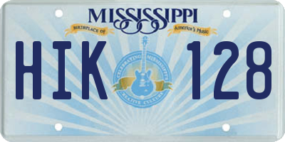 MS license plate HIK128