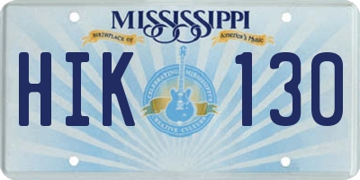 MS license plate HIK130