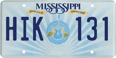 MS license plate HIK131