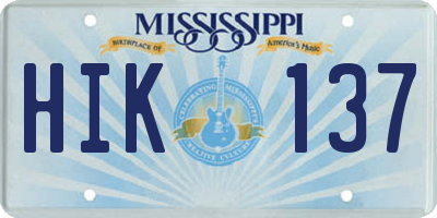 MS license plate HIK137