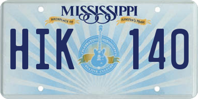 MS license plate HIK140