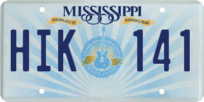 MS license plate HIK141