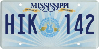 MS license plate HIK142
